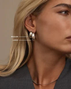 Brave Medium Hoops Örhängen Silver><noscript><img width=