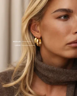Brave Medium Hoops Örhängen Guld><noscript><img width=