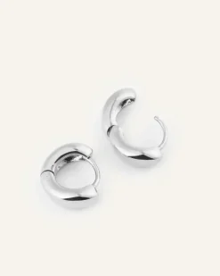 Bulky Small Huggies Örhängen Silver><noscript><img width=