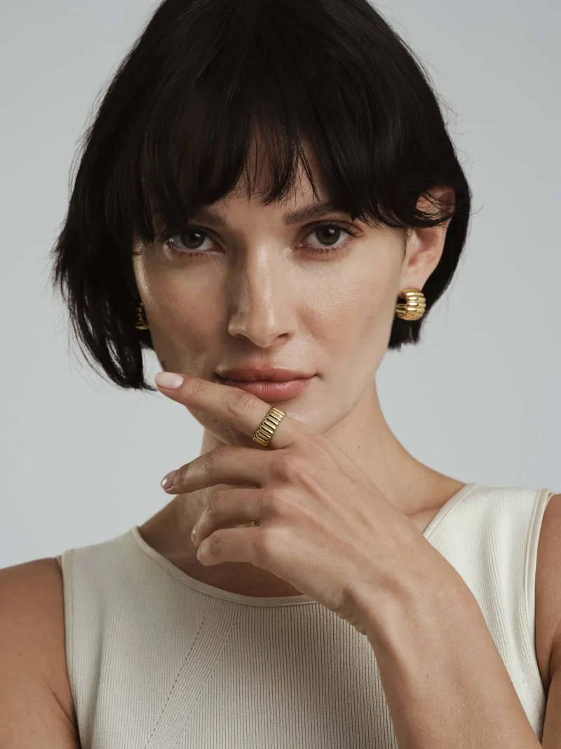 Chic Ribbed Ring Guld>Mockberg Sale