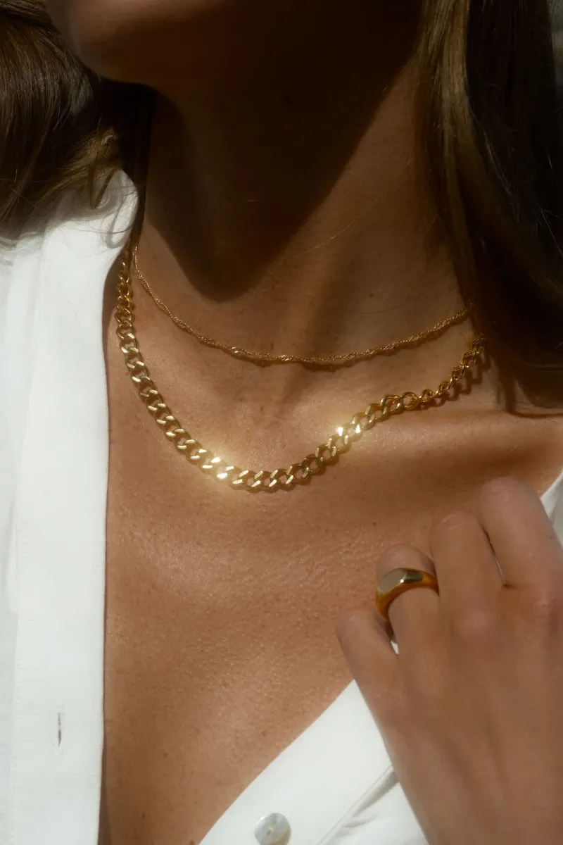 Mockberg Curb Kedje Guld>Halsband Best