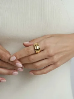 Deco Ribbed Ring Guld><noscript><img width=