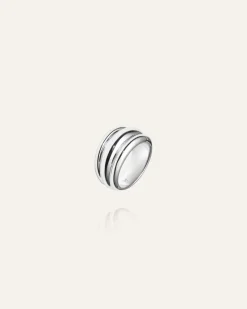 Deco Ribbed Ring Silver>Mockberg Best