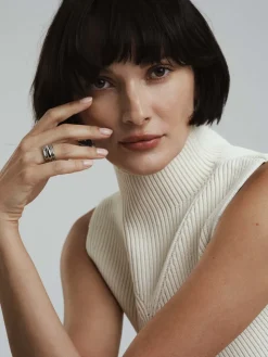 Deco Ribbed Ring Silver><noscript><img width=