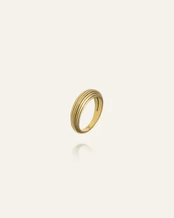 Edge Ribbed Ring Guld>Mockberg Online