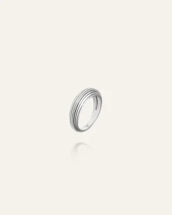Edge Ribbed Ring Silver>Mockberg