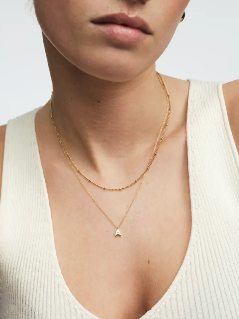 Mockberg Petite Plain Bokstav Guld>Halsband Best
