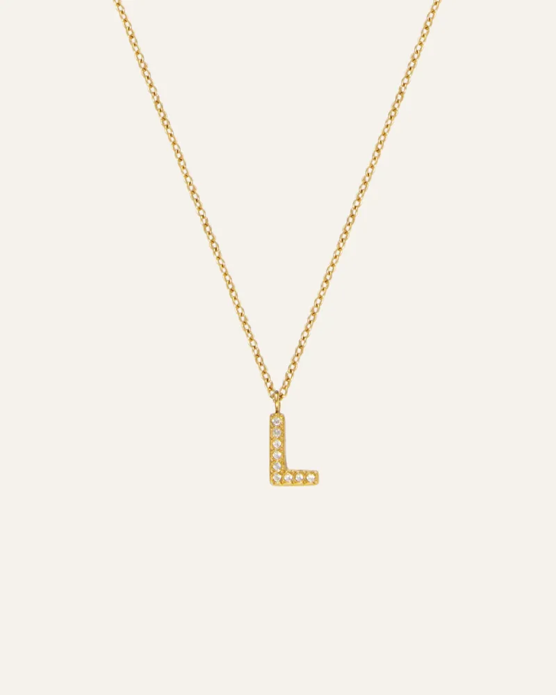 Mockberg Petite Stone Bokstav Guld>Halsband Clearance