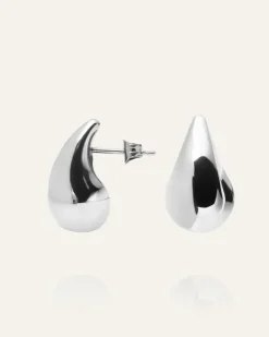 Plain Daring Large Silver Örhängen><noscript><img width=
