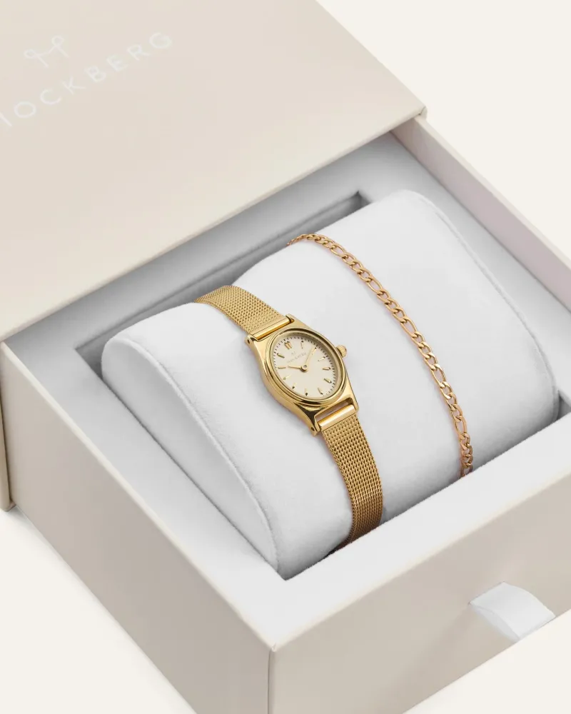 Mockberg Retro Mesh Combo Guld>Klockor New