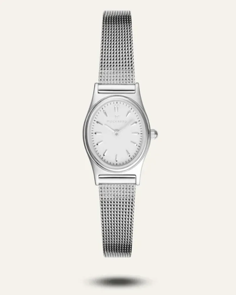 Mockberg Retro Mesh Silver Watch MB0254>Klockor Online
