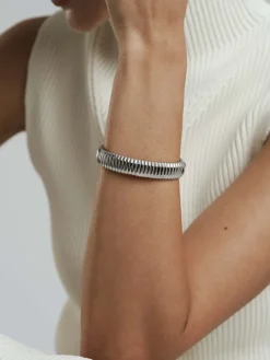 Mockberg Retro Ribbed Bangle Silver><noscript><img width=