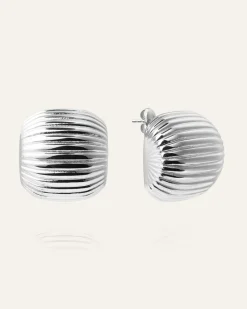 Retro Ribbed Örhängen Silver>Mockberg Best