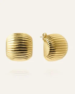 Retro Ribbed Örhängen Guld>Mockberg Hot