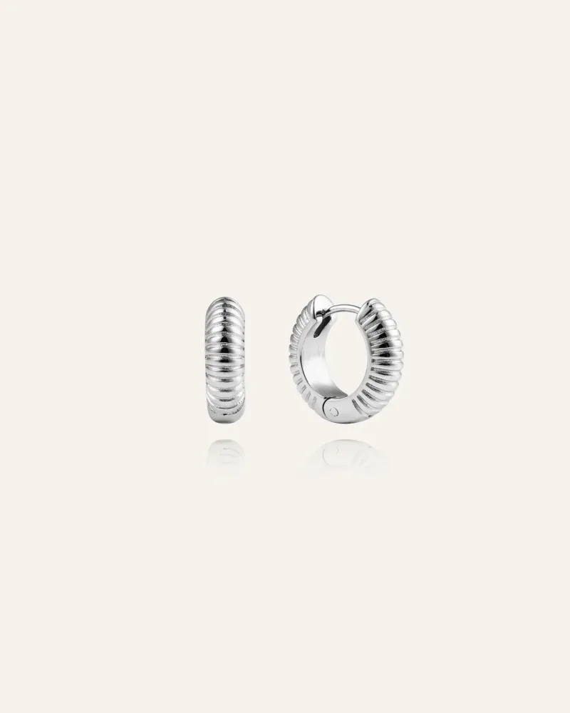 Ribbed Örhängen Medium Silver>Mockberg Sale