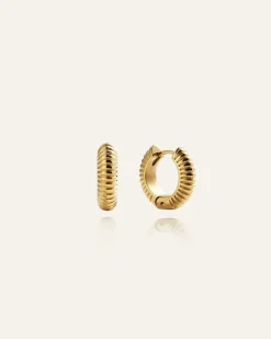Ribbed Örhängen Medium Guld>Mockberg New