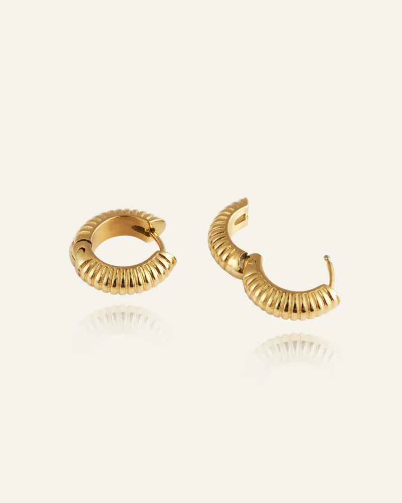 Ribbed Örhängen Medium Guld>Mockberg New