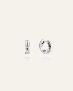 Ribbed Örhängen Small Silver><noscript><img width=
