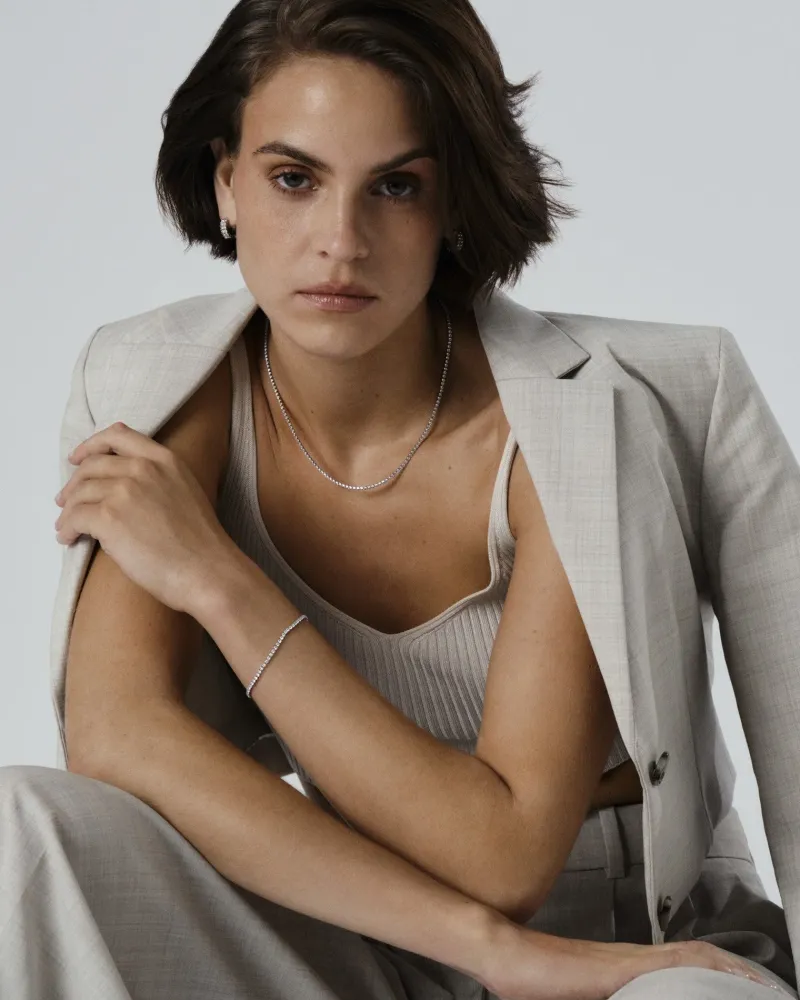 Mockberg Shiny Tennis Silver>Halsband Hot