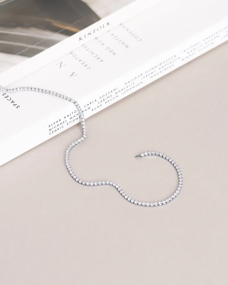 Mockberg Shiny Tennis Silver>Halsband Hot