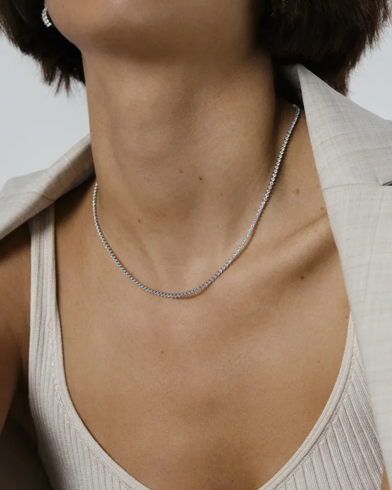 Mockberg Shiny Tennis Silver>Halsband Hot