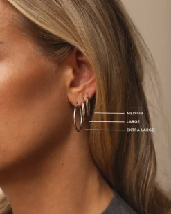 Slim Large Hoops Örhängen Silver><noscript><img width=