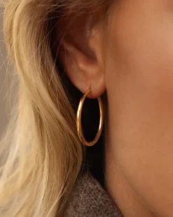 Slim Large Hoops Örhängen Guld><noscript><img width=