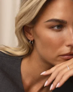 Slim Medium Hoops Örhängen Silver>Mockberg Discount