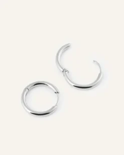 Slim Medium Hoops Örhängen Silver><noscript><img width=