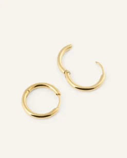 Slim Medium Hoops Örhängen Guld><noscript><img width=
