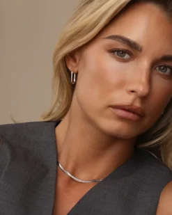 Slim Medium U-Hoops Örhängen Silver>Mockberg Best