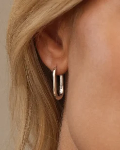 Slim Medium U-Hoops Örhängen Silver><noscript><img width=