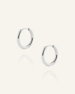 Slim Small Hoops Örhängen Silver><noscript><img width=