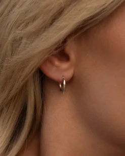 Slim Small Hoops Örhängen Silver><noscript><img width=