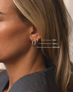 Slim Small Hoops Örhängen Silver><noscript><img width=