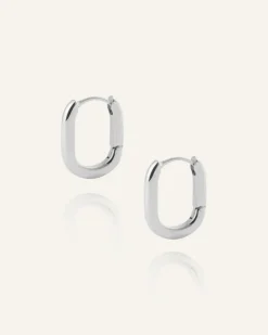 Slim Small U-Hoops Örhängen Silver><noscript><img width=