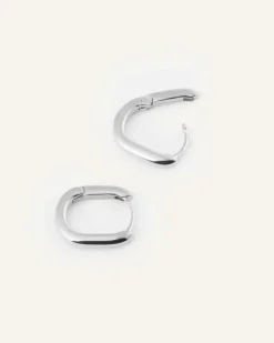 Slim Small U-Hoops Örhängen Silver><noscript><img width=