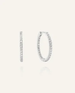Sparkle Large Hoops Örhängen Silver>Mockberg Outlet