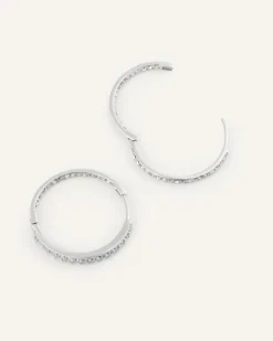 Sparkle Large Hoops Örhängen Silver><noscript><img width=