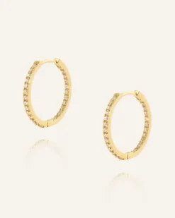 Sparkle Large Hoops Örhängen Guld><noscript><img width=
