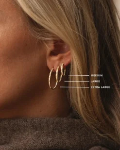 Sparkle Large Hoops Örhängen Guld><noscript><img width=