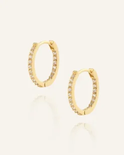 Sparkle Medium Hoops Örhängen Guld><noscript><img width=