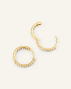 Sparkle Medium Hoops Örhängen Guld><noscript><img width=