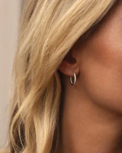 Sparkle Medium Hoops Örhängen Silver><noscript><img width=
