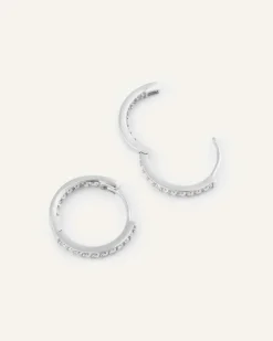 Sparkle Medium Hoops Örhängen Silver><noscript><img width=