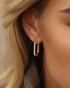 Sparkle Medium U-Hoops Örhängen Guld><noscript><img width=