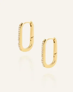 Sparkle Medium U-Hoops Örhängen Guld><noscript><img width=