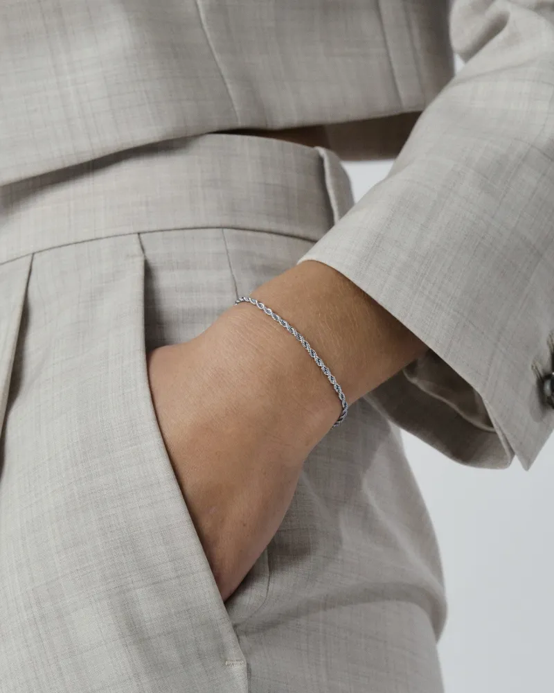 Mockberg Thin Rope Silver>Armband Clearance