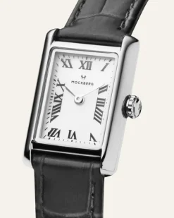 Mockberg Timeless Black Leather Silver Watch MB0246>Klockor Online