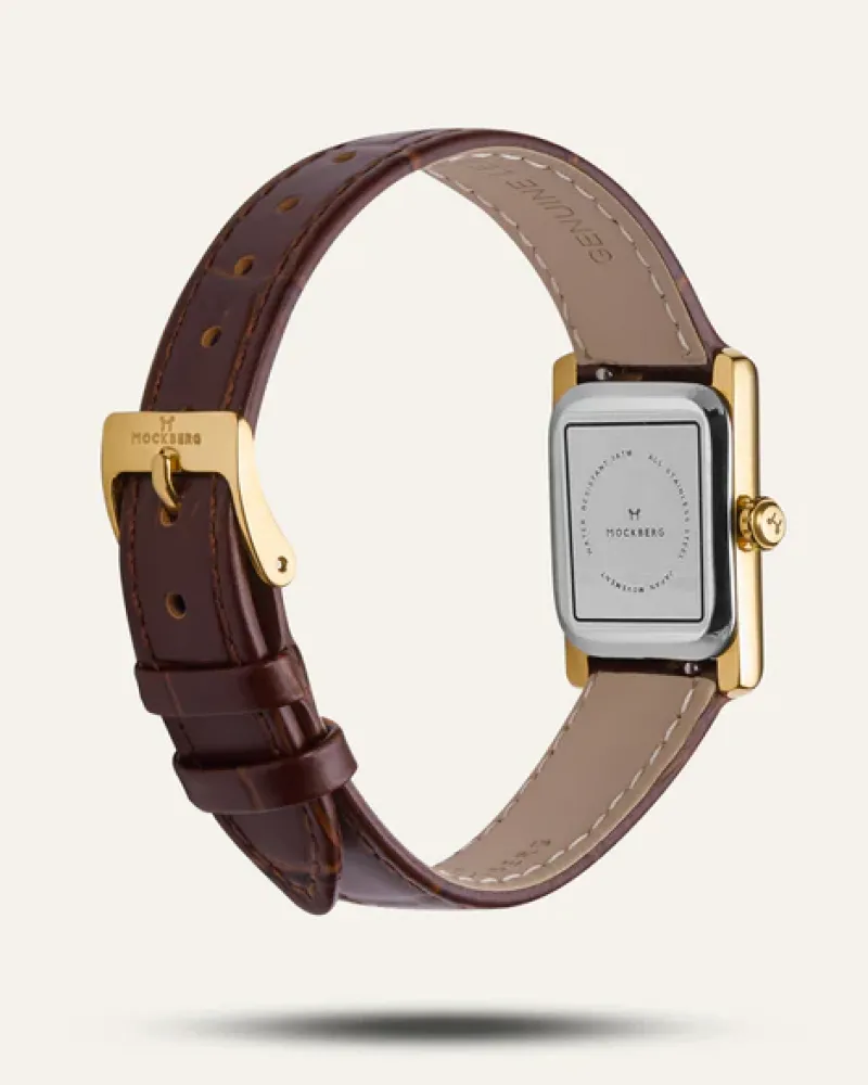 Mockberg Timeless Brown Leather Gold Watch MB0247>Klockor Best